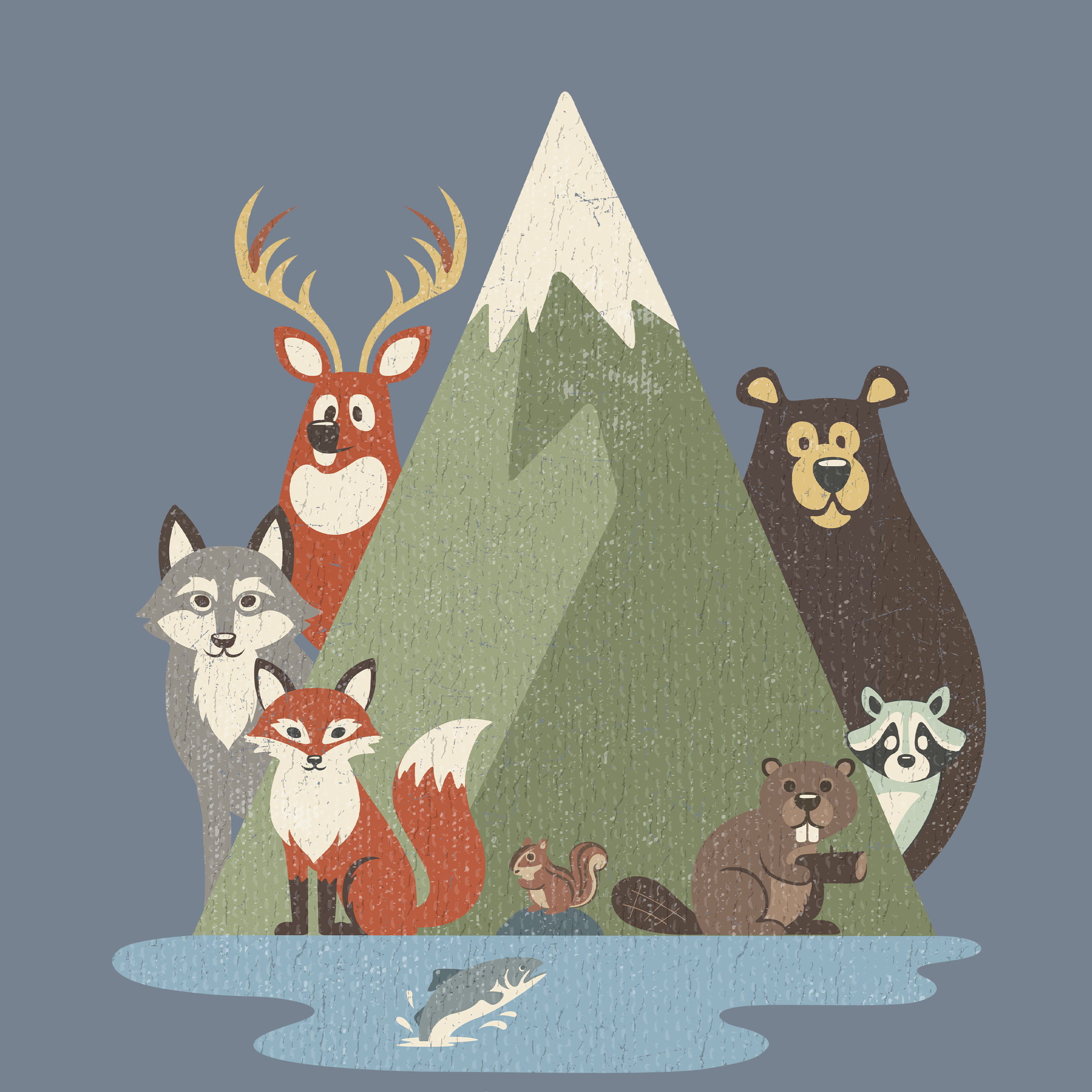 Vintage Mountain Wildlife