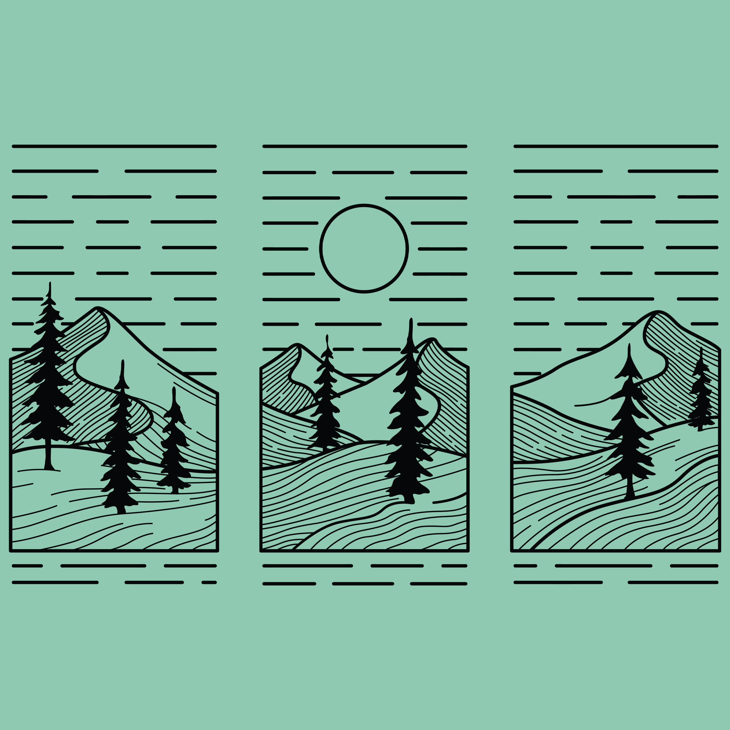 Minimalist 3-Panel Mountains